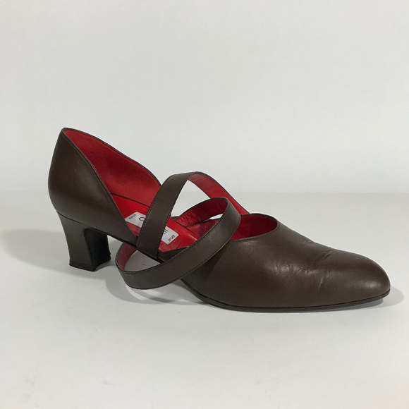 Vintage Celine Wrap-Around Ankle Strap Brown Shoe - Picture 4 of 8
